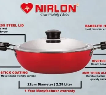 Nirlon 2.25L Deep Kadai With SS Lid