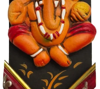 Ganesha Wooden Wall Hanging with Key Holder for Home Office Wall Decor Showpiece