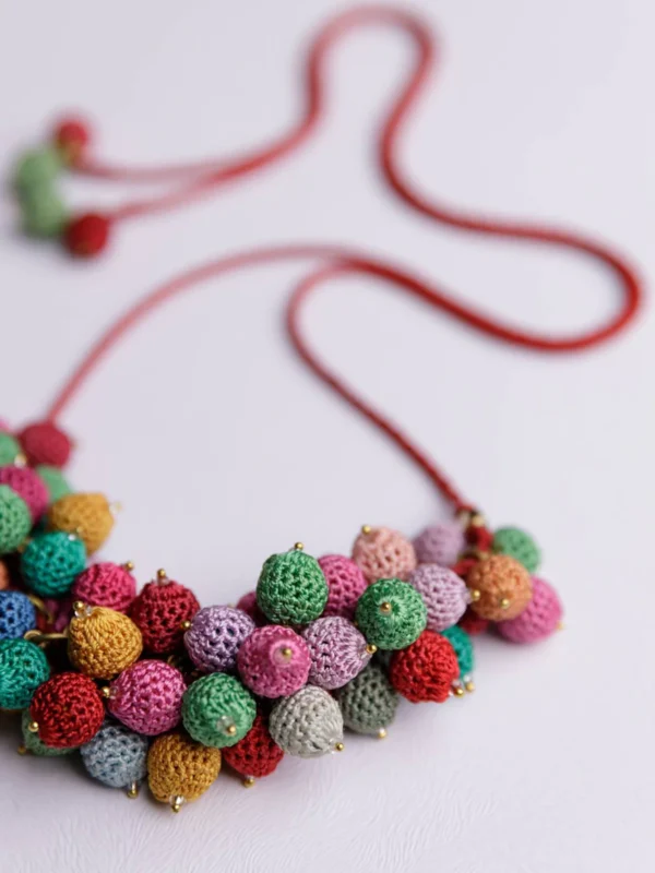 Handmade Crochet Guldasta Necklace Multicolored - Image 2