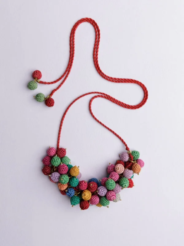 Handmade Crochet Guldasta Necklace Multicolored - Image 3