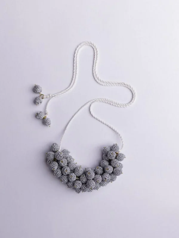 Handmade Crochet Devi Necklace Silver - Image 2