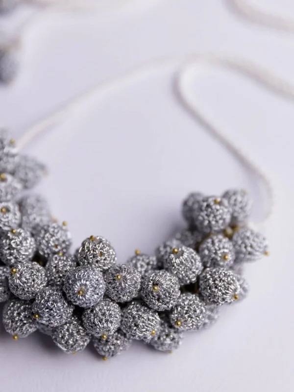 Handmade Crochet Devi Necklace Silver - Image 3
