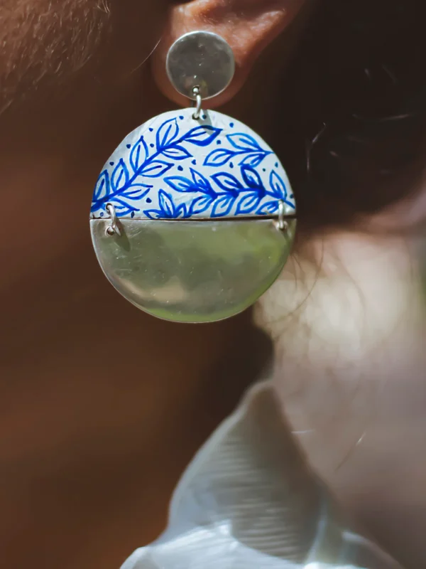 Neel, Leaf Vine Hand Painted Earrings - Image 2