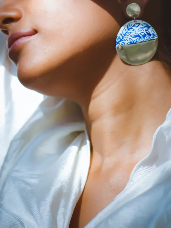 Neel, Leaf Vine Hand Painted Earrings - Image 3