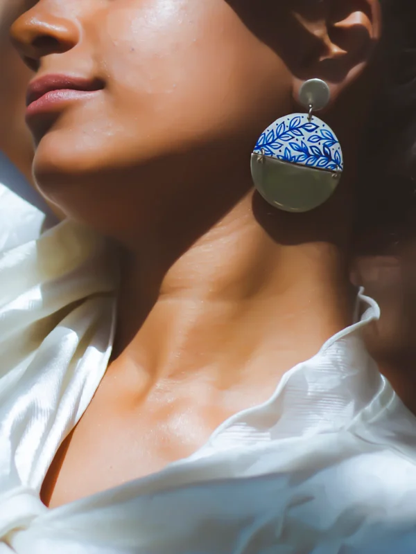 Neel, Leaf Vine Hand Painted Earrings - Image 4