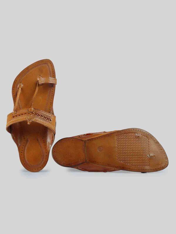 Kolhapuri Men's Embellish Chappal Tan - Image 3