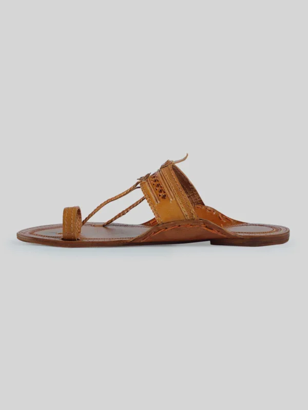 Kolhapuri Men's Embellish Chappal Tan - Image 2