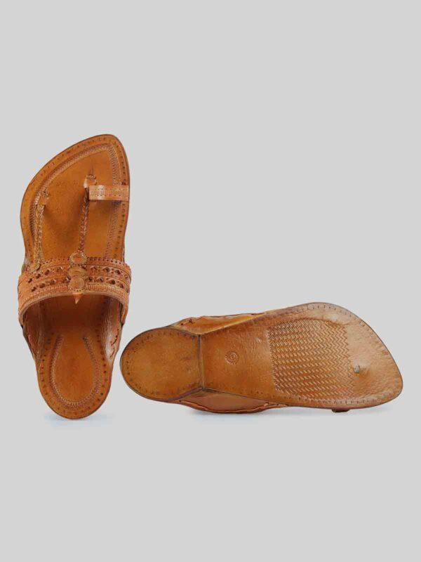 Kolhapuri Men's Entwine Chappal Tan - Image 2