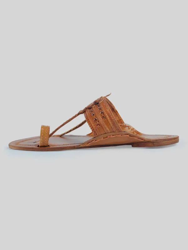 Kolhapuri Men's Entwine Chappal Tan - Image 5