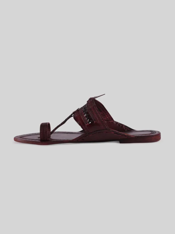 Kolhapuri Men's Enterlace Chappal Dark Brown - Image 3