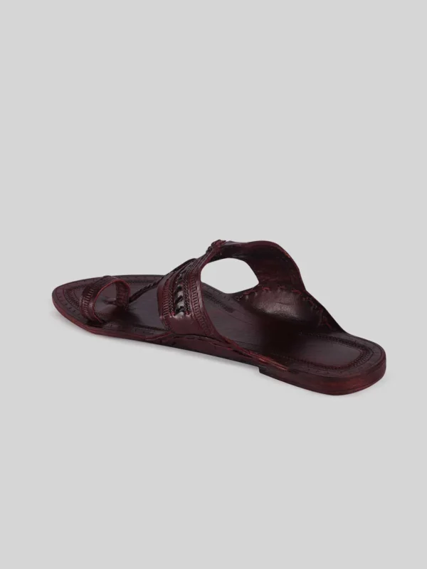 Kolhapuri Men's Enterlace Chappal Dark Brown - Image 4
