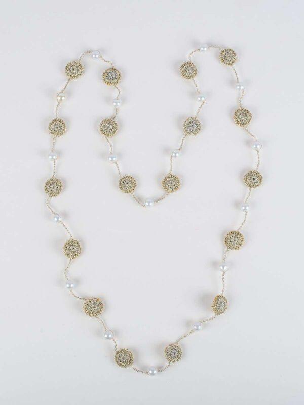 Handmade Nakshatra Pearl & Coins Necklace Metallic Gold - Image 3