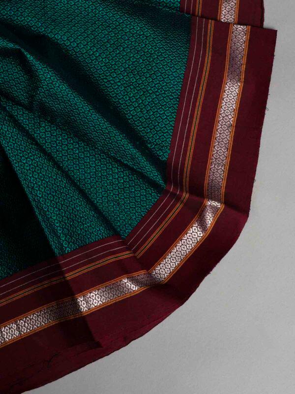 Mubagan Style Kupaddam Saree Green with Border With Blouse Piece - Image 2
