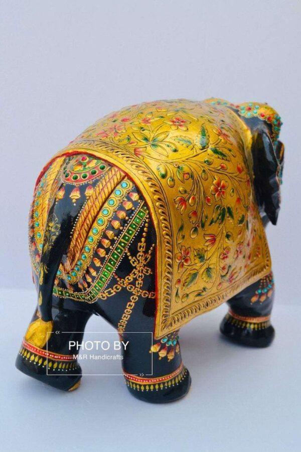 Wooden Painting Elephant Statues - Image 2