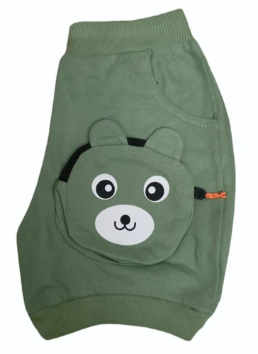 Kids Olive Green Cotton Shorts - Image 2