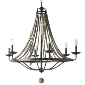 Wood Chandelier 6 Light
