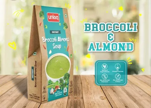 Natural Instant Broccoli Almond Soup, 100gm Pack, Serve 8 Bowls