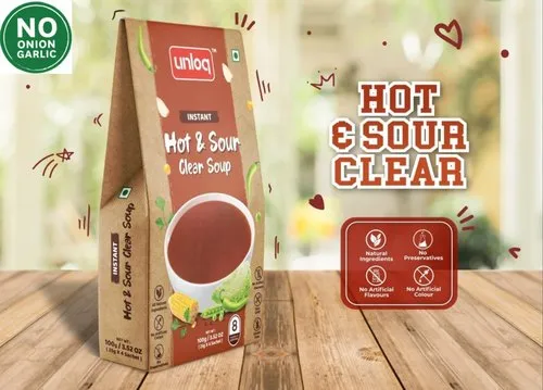 Unloq Jain Instant Hot & Sour Soup, 100gm Pack, Serve 8 Bolws
