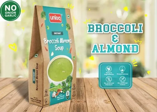 Unloq Jain Instant Broccoli Almond Soup, 100gm Pack, Serve 8 Bowls
