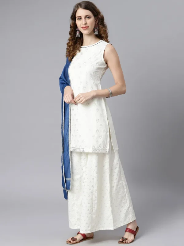 Off-White Poly Silk Kurti