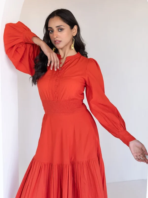 Fiesta Orange Midi Dress - Image 3