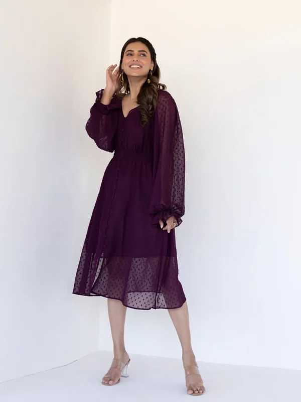 Mauve Wine Midi Dress - Image 3