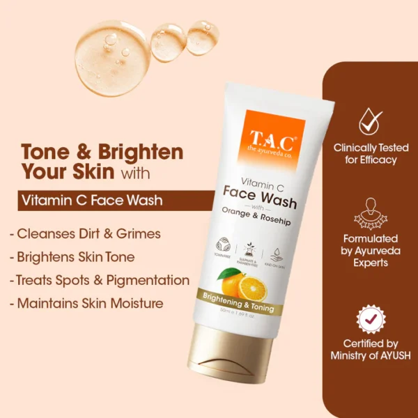 Vitamin C Face Wash with Orange & Rosehip, 50ml - Image 3