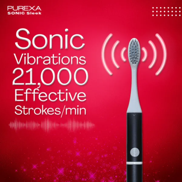 Sonic Sleek Battery & Electric Toothbrush With Aluminium Body (Onyx Black) - Image 3