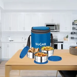 SUGAR Homeware Cilindro Stainless Steel Lunch Box Set of 280 ml *3
