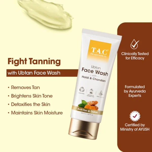 Ubtan Face Wash with Haldi & Chandan, 50ml - Image 2