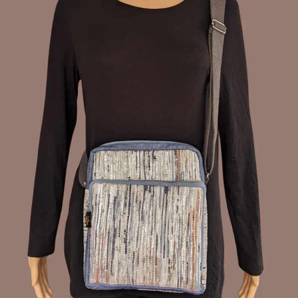 Multicolored Shimmery Upcycled Handwoven Cross Body Sling (CBS0724-014) PS_W